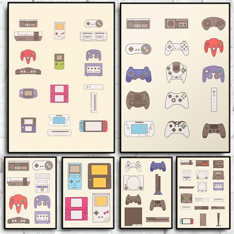 Gaming Console With Games - Affiche murale sur toile « Evolution